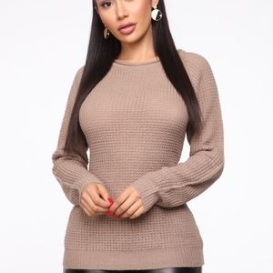 Khaki waffle sweater